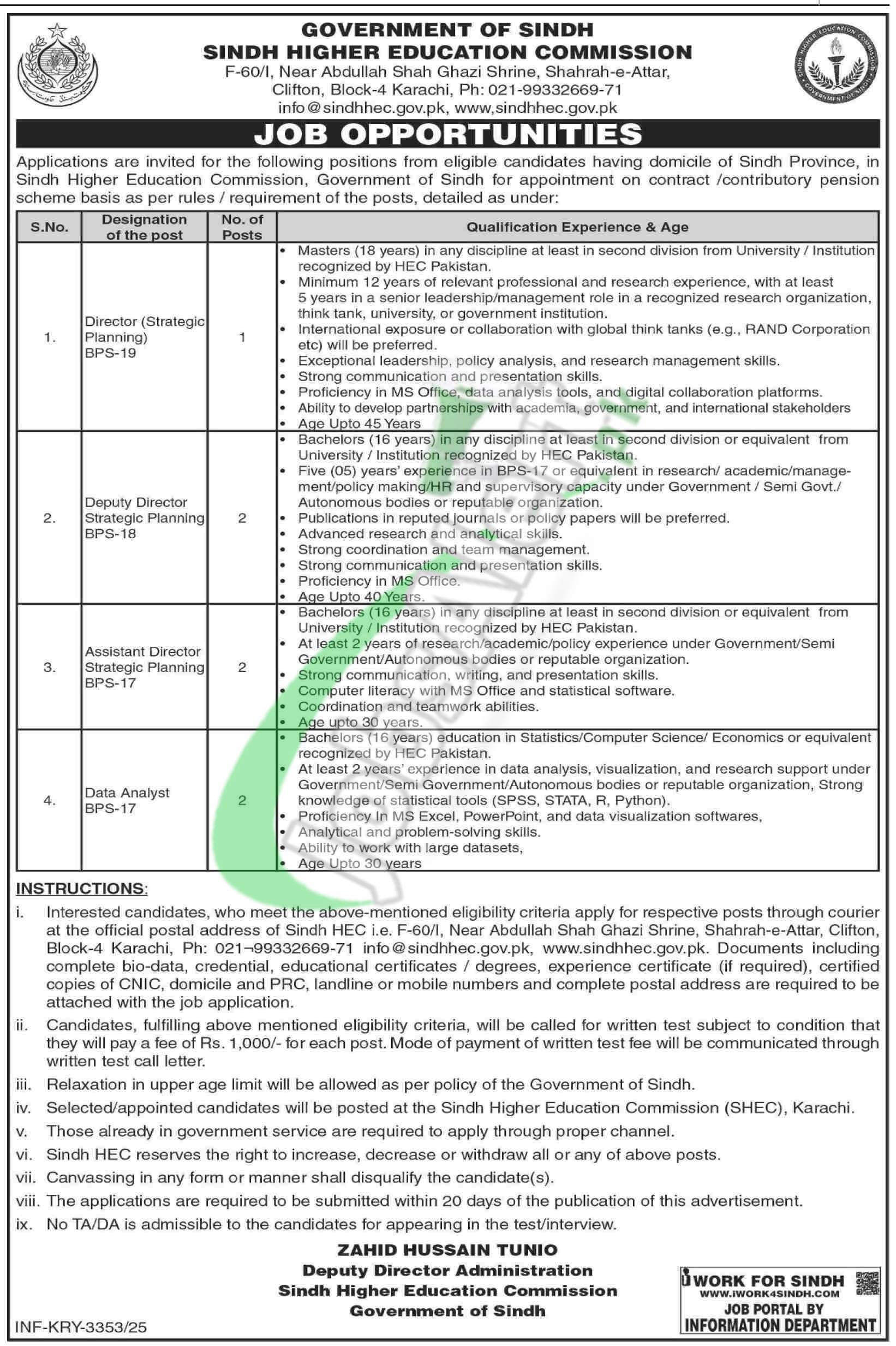 Sindh Higher Education Commission (SHEC) Jobs 2025 – Latest Vacancies